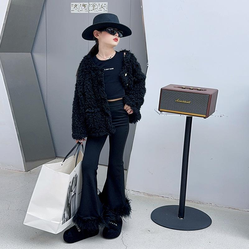 

Girls Fuzzy Sweater - Fashionable Autumn Outerwear for Middle and Large Kids, 2025 Collection 130 cm