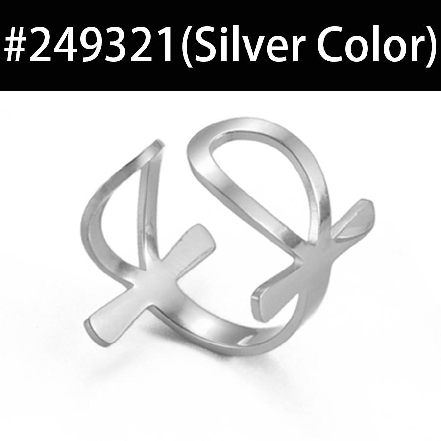Anniyo Ankh Ring Women Girls African Egyptian Cross Charm Finger Ring Jewelry Stainless Steel Egypt Hieroglyphs Nile Key #249321