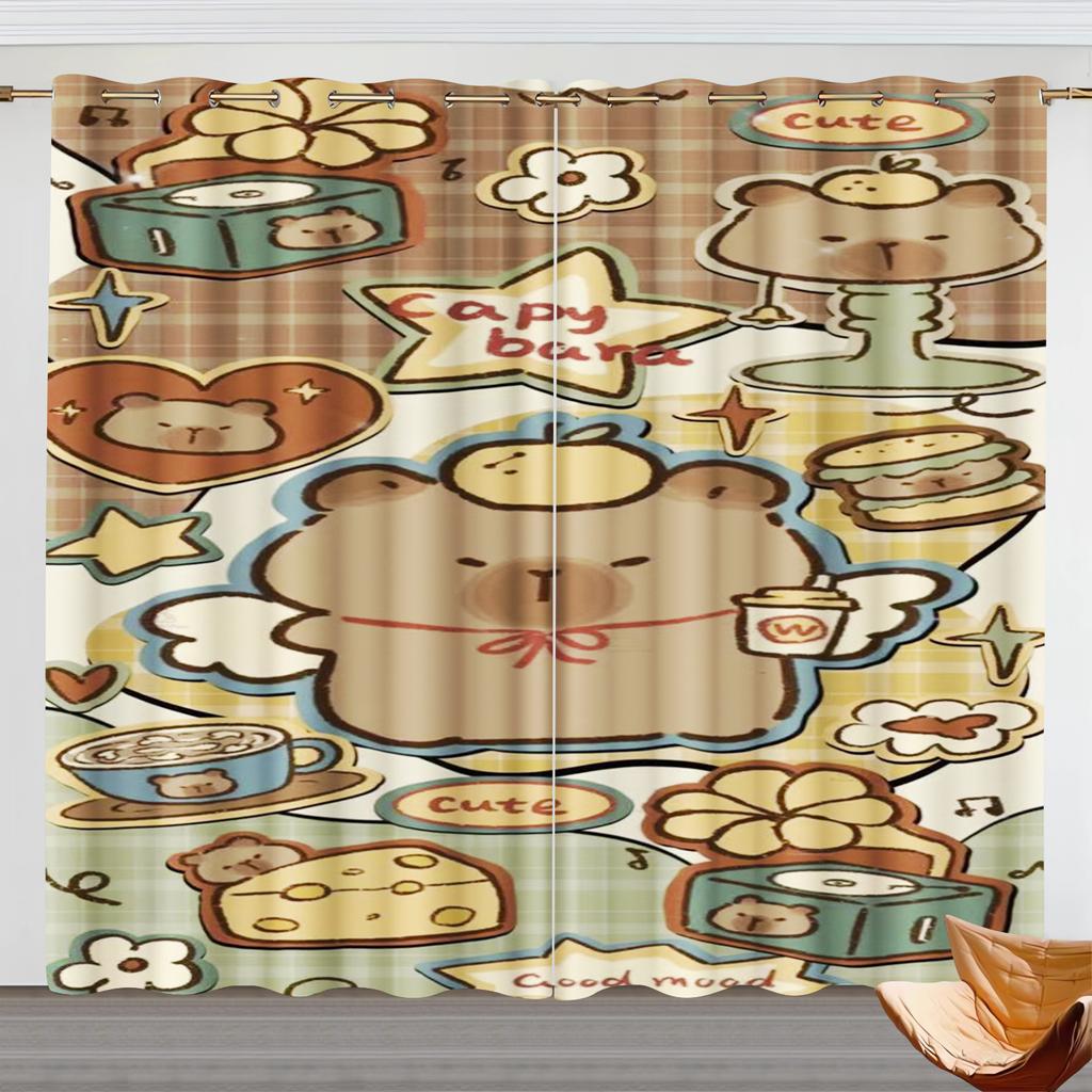 Cartoon Capybabr Curtain For Boy 3D Print Bedroom Living Room Window Blackout Partition Style Home Decoration