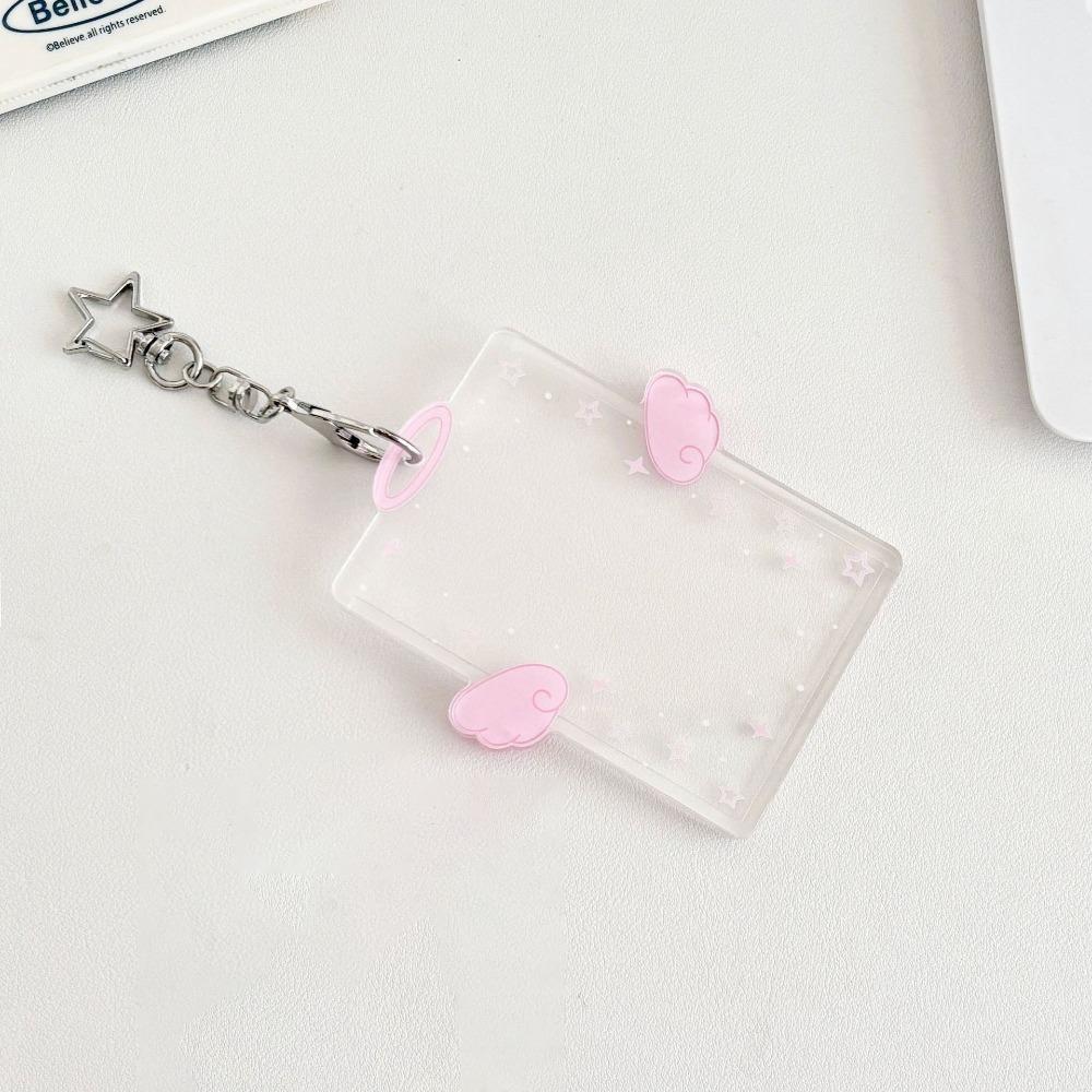 New Acrylic Card Holder Cartoon Kawaii Photos Protective Cover Wings Stars ID Card Card Holder Student