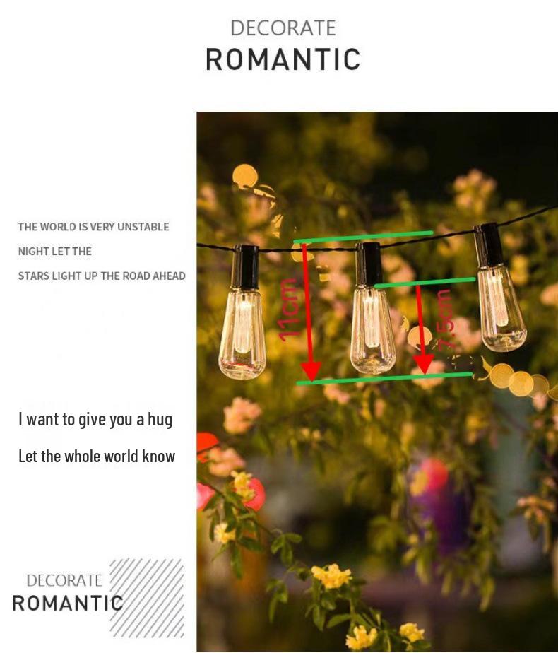 Edison Solar Papaya String Lights - Retro Outdoor Waterproof Decor