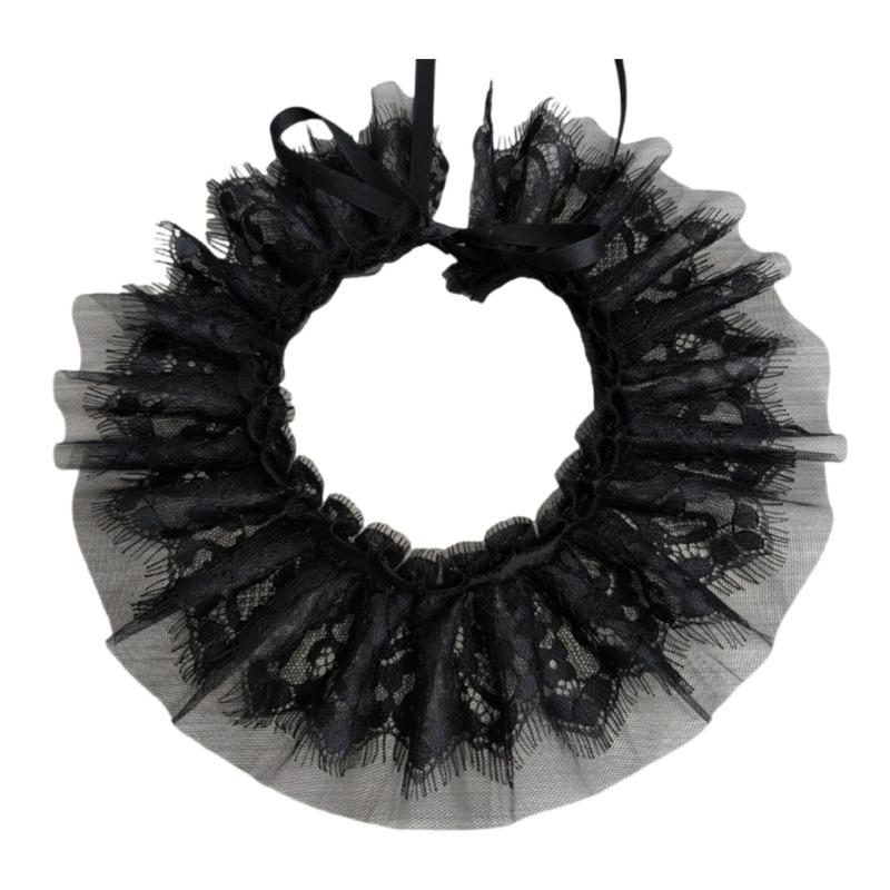 Vintage Victorian Layered Lace Trim Detachable Collar Costume Accessory For Themed Event Halloween Cosplay Parties
