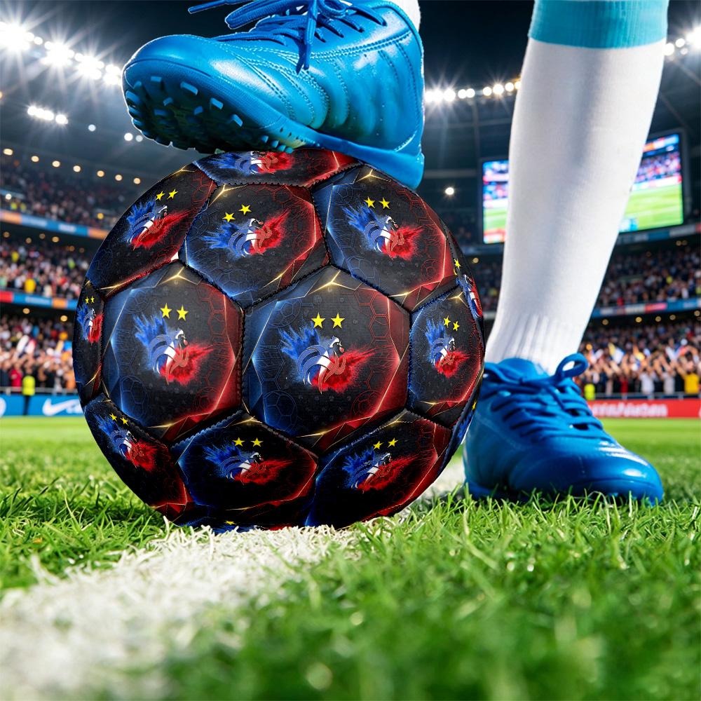 Pallone da Calcio Misura 5 Stampato France Football Resistente all'Usura Standard per Allenamento Adulti Regalo per Fan per Partite Sportive Indoor Outdoor