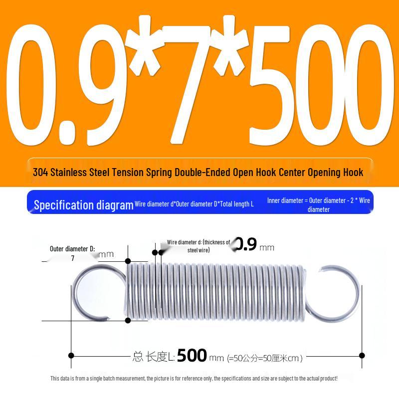 Arc de extensie din oțel inoxidabil 304 de 500 mm cu cârlige deschise și inel cu buclă dublă, personalizabil.