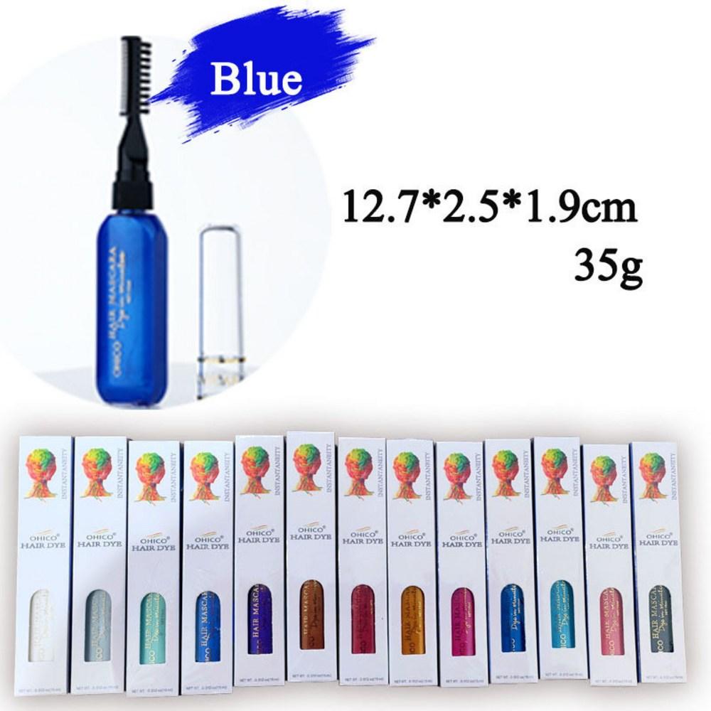 Hair Pen Disposable Temporary Dye Partial Dye DIY Hair Chalk Gray Hair Root Cover Festival Cosplay Ring Waterproof Ink Portable 1 pcs No. 12 Blue