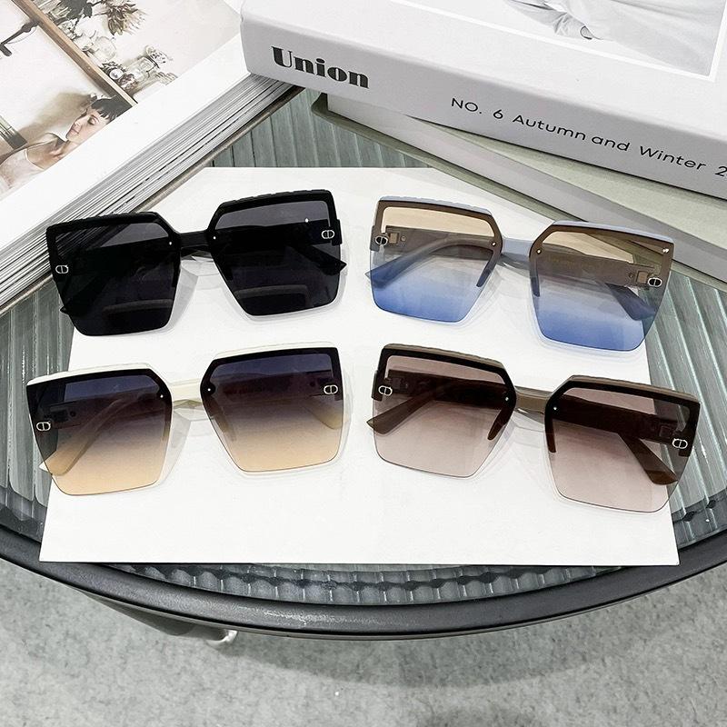New Fashion Rimless Sunglasses Half Frame UV Protection Women High End Glasses Trendy DS 8059