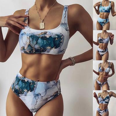 Nieuwe Dames Zomer Nieuwe Print Hoge Taille Sexy Bikini Zwemkleding