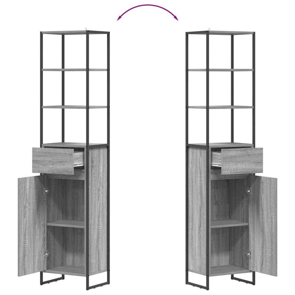 Bathroom Cabinet Grey Sonoma 40 x 30 x 180 cm Particleboard
