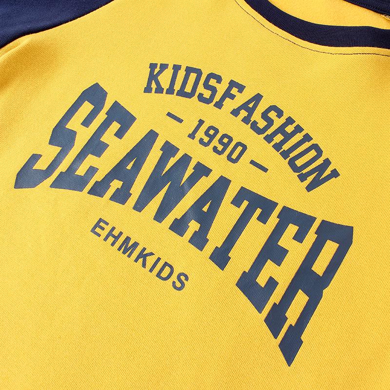 New Korean-Style Cotton Cashmere Raglan T-Shirts for Boys, Long-Sleeved, Ideal for Spring and Autumn.