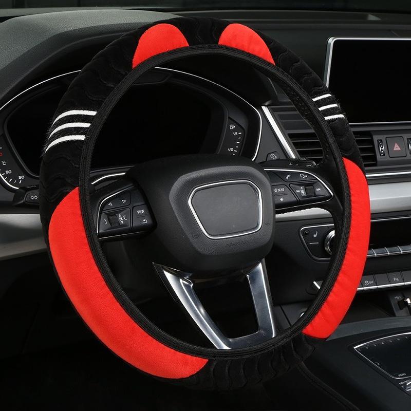 

Car Steering Wheel Cover Universal Plush Steering Wheel Cover 360° Warmth Anti-slip 1PC красный