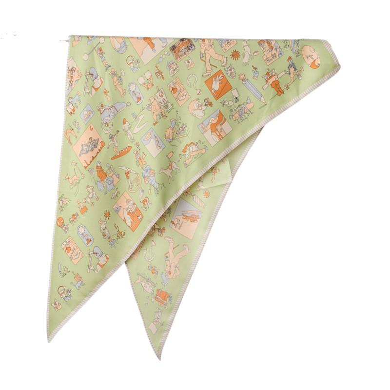 New Korean Version of Fashion Old Money Wind Triangle Scarf Versatile Sweet Shawl Skin-friendly Soft Imitation Silk Women's Triangle Silk Scarf