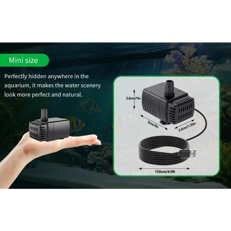 Quiet 5V USB Small Submersible Water Pump for Aquariums with Efficient Bottom Suction to Remove Sediment Ensuring Quiet Operations