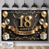 2D Επίπεδο, 1 τεμ. 1 τεμ. Πανό 'Happy 18th Birthday' Κατάλληλο για Διακοσμήσεις Πάρτι - Αριθμός 18 με s, Πολυεστερική Διακόσμηση Τοίχου για 18 Ετών