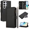 For Samsung Galaxy S24 Ultra Leather Case 9 Card Slots Zipper Wallet Stand Phone Cover with Wrist Strap