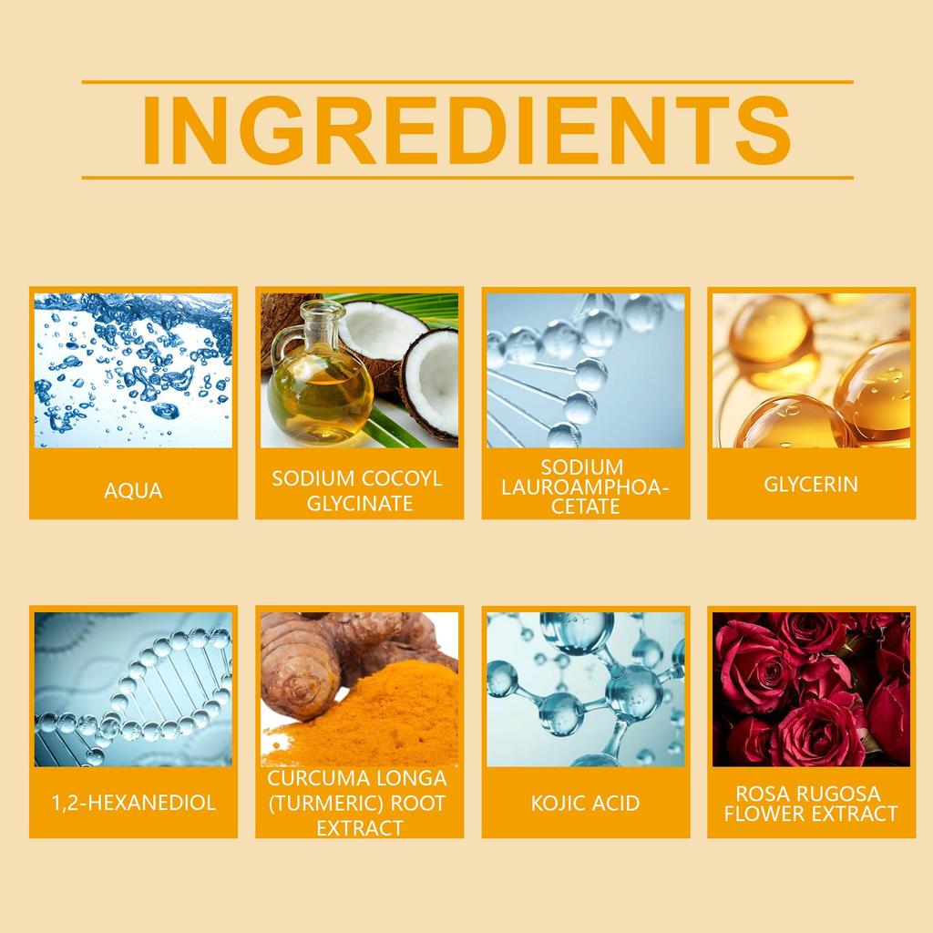 Jaysuing Turmeric Cleanser Comes with Silicone Brush Head, Gentle Cleansing and Oil Control Cleansing Skin Care Products for the Face 100ml