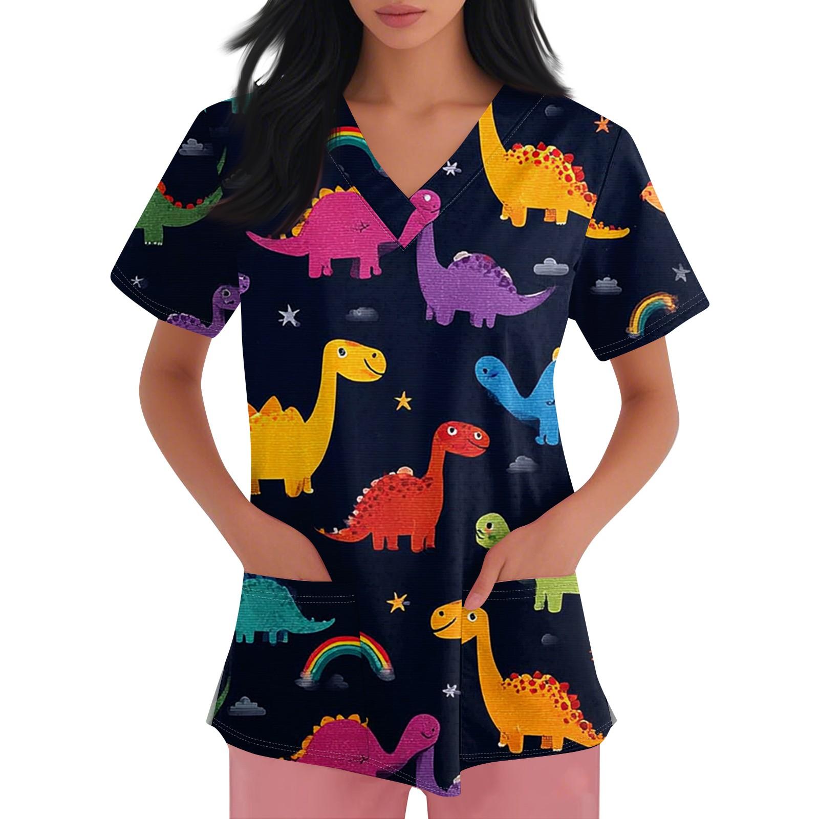 

Женская рабочая одежда с V-образным вырезом, принтом и короткими рукавами, с боковыми карманами и униформа XL жёлтый