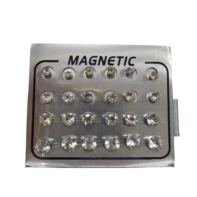 Magnetic Fake Earring Studs No Piercing Round Classic Crystal 4/5/6MM for Business Casual Occasion Wear