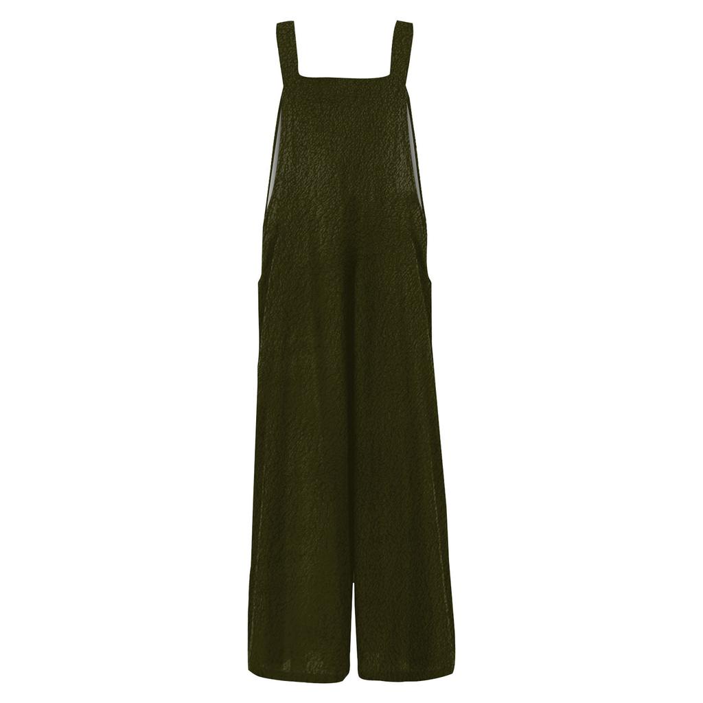 Women's Fashion Flannel Color Casual Vintage Sleeveless Button Jumpsuit