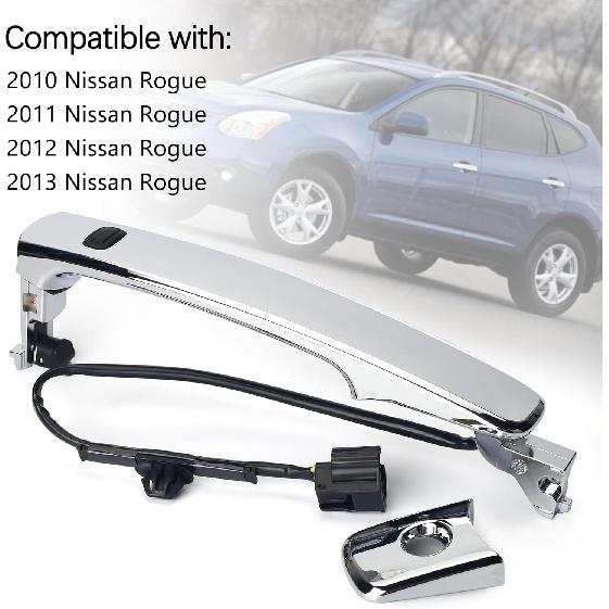 Exterior Chrome Door Handle Front Left Driver Side, With Sensor And Smart Keyless Entry System Compatible With Nissan Rogue 2010-2013 Replaces#
