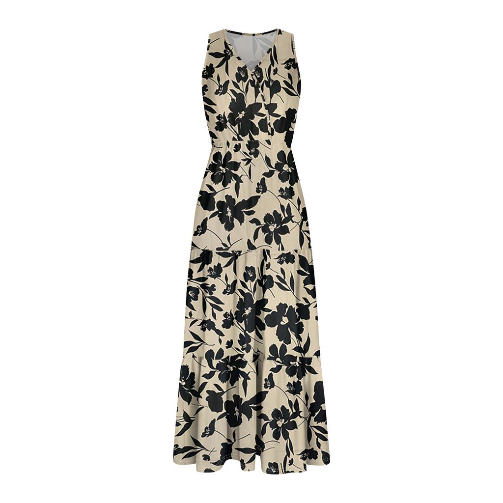 Women's Flowing Dresses Women's Summer Dresses Casual Sleeveless Long Dresses Cute Floral Long Dresses