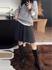 Stylish A-Line Pleated Midi Skirt - School-Inspired Look for Autumn/Winter, Age-Reducing Women's Fashion