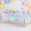 5PCS Rectangular Laser Disposable Tablecloth Shiny Iridescent Tablecloth  Birthday Party Supplies