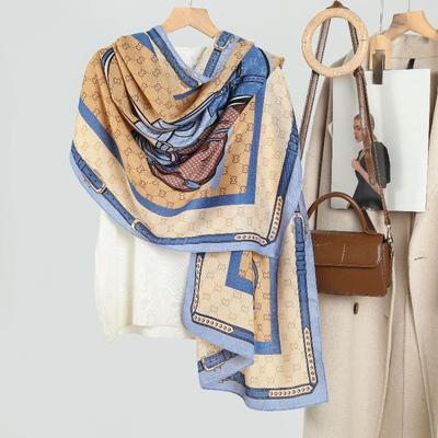 Fashion Cartoon Women's Printed Silk Scarf Scarf Versatile Big-name Simple Autumn Thin Shawl Winter Warm Scarf