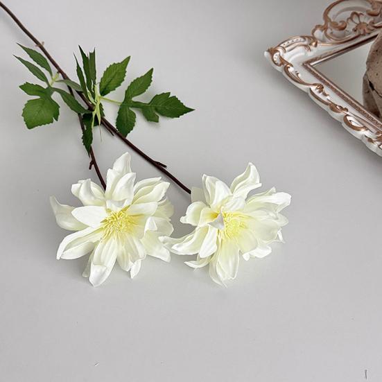 2 Köpfe Künstliche Dahlienblumen Realistisches Seiden-Dahlien-Strauß mit langem Stiel 28 Zoll Herbst-Blumenarrangement für DIY-Hochzeits-Tischdekoration Zuhause