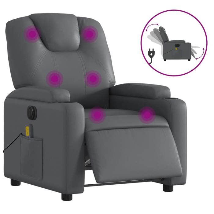 VidaXL Fauteuil de Massage Inclinable Électrique, Chaise de Relaxation avec Dossier et Repose-pied Réglables, Siège de 3204426