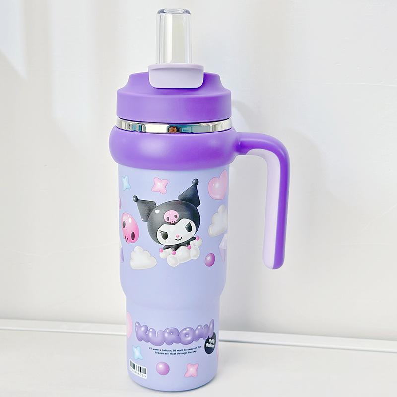 Большой стакан-поильник Sanrio с ручкой, с двойными стенками, с крышкой-поилкой, 830 мл