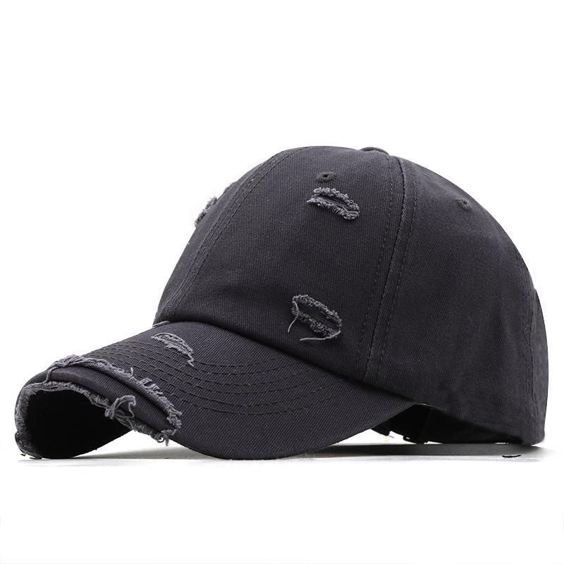 Retro Personality Old Ripped Baseball Cap Men Ins Summer Tide Hip Hop Versatile Soft Top Curved Brim Shade Cap Women