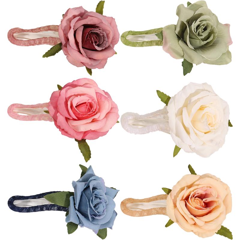 Romantic Rose Atmosphere Sweet Artificial Flower Hair Clip For Women Large Cute Duckbill Hair Accessory