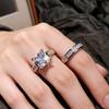 2Pcs/Set Women Ring Set Zinc Alloy Metal Rings with Rhinestones Claw Bezel Setting Classic