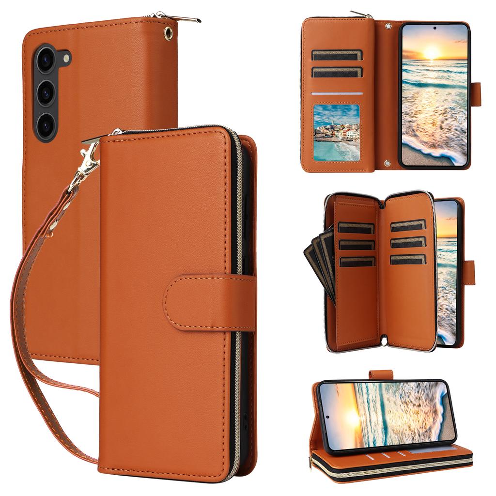 R20 For Samsung Galaxy S23 Leather Case Zipper Wallet Folio Flip Phone Cover