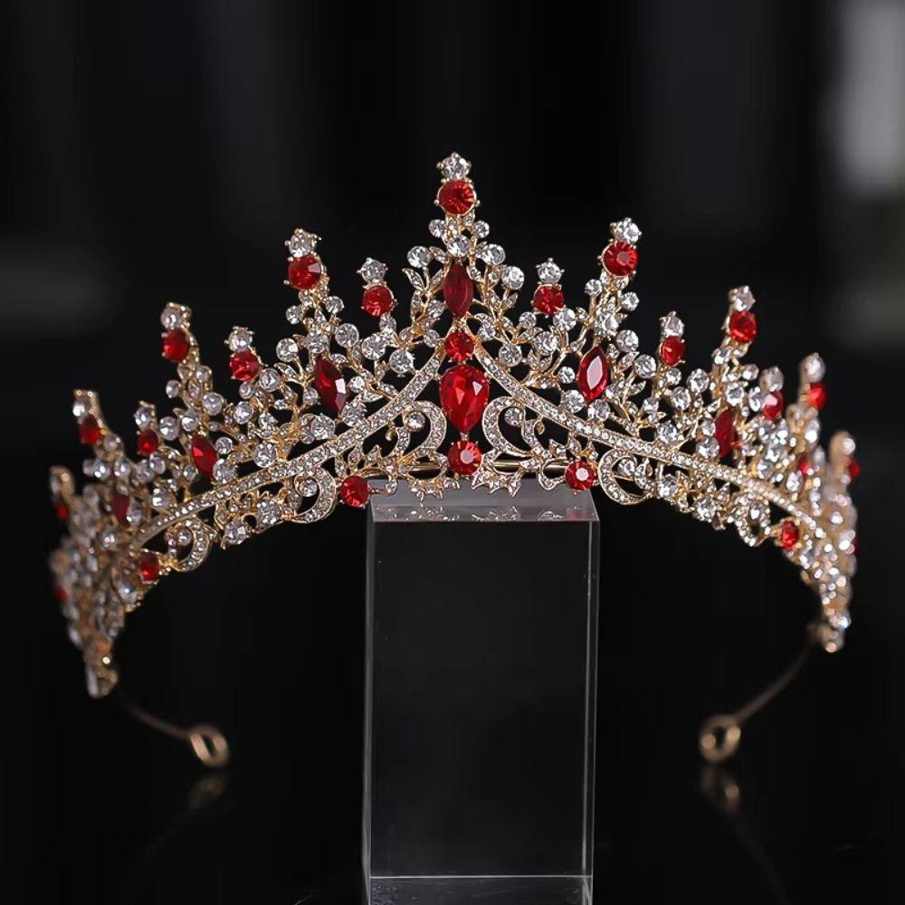 Shiny Ornament Baroque Queen Tiaras Hair Jewelry Bridal Headwear Rhinestone Diadem  Birthday Party