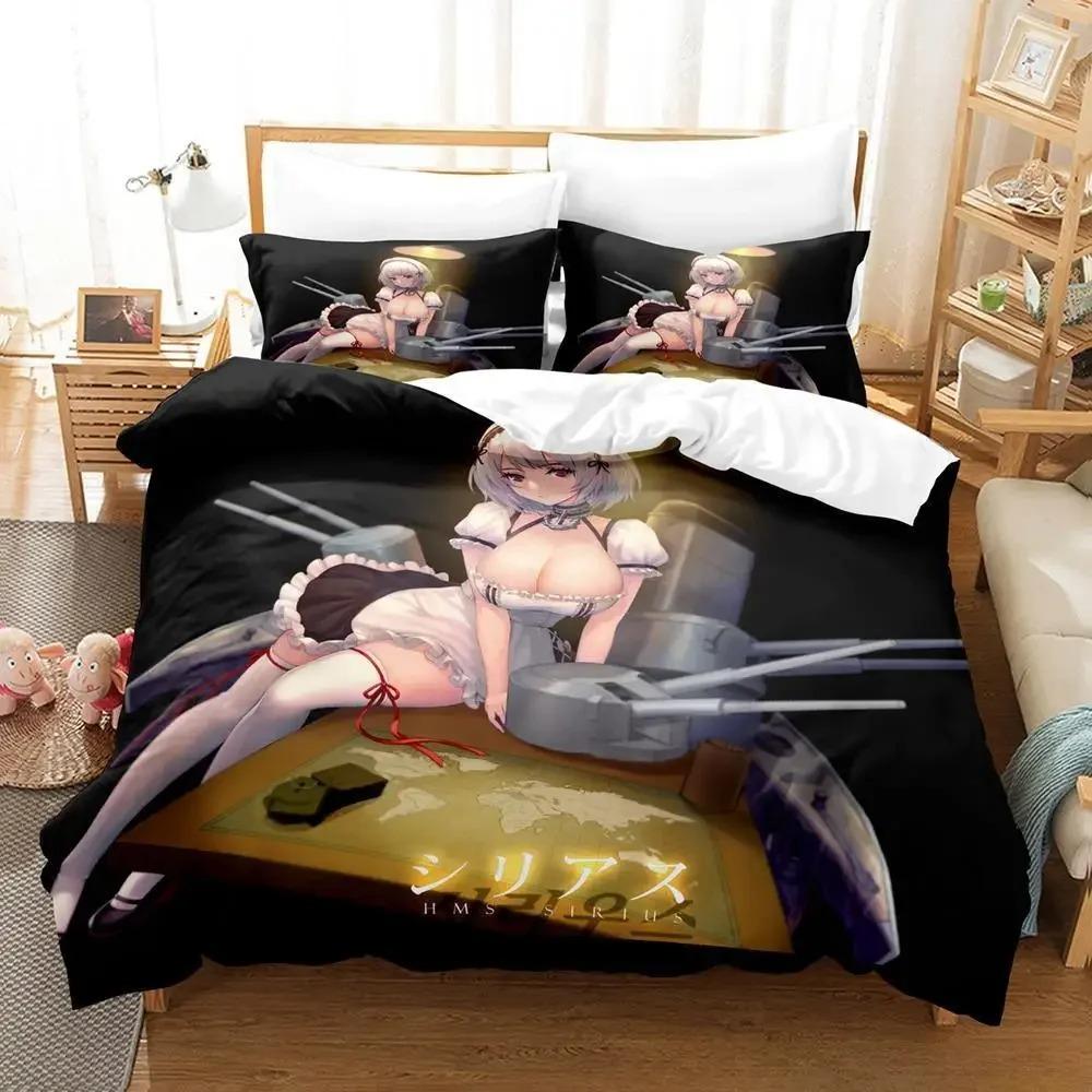 Sexy Azur Lane Sirius 3D Print Bedding Set Cartoon Anime Duvet Cover Adult Kid Bedroom Game Girl