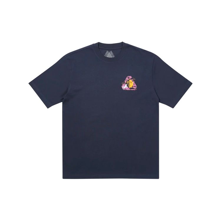 Palace FW21 Da One T-Shirt Navy Triangle Cartoon Print Round Neck Short Sleeve Unisex T-Shirt P21TS051