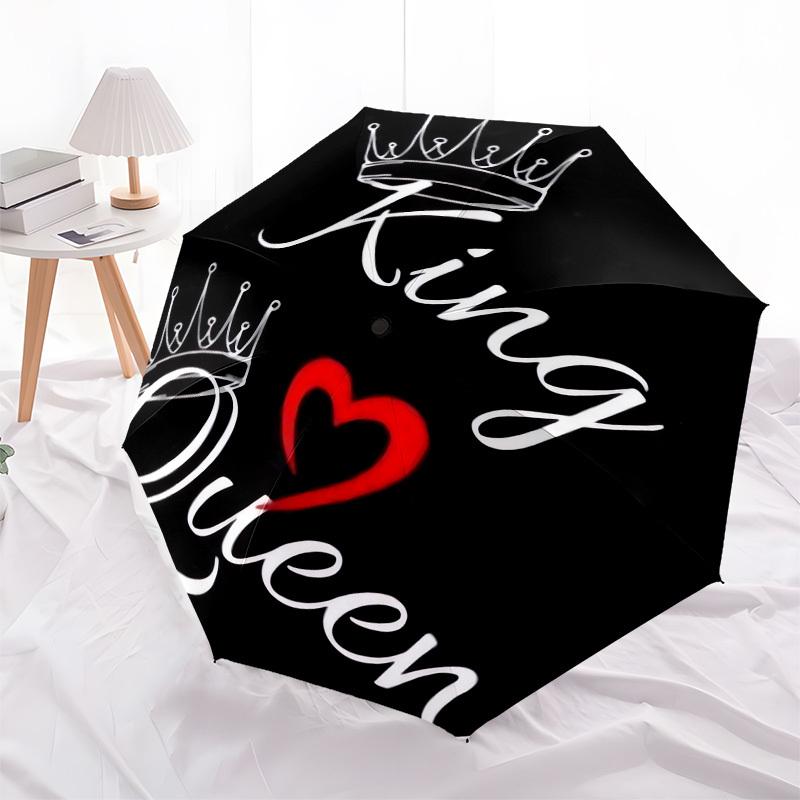 1pc King and Queen Crowns with Heart Umbrella with Plastic Handle, Suitable for All Seasons Outdoor PT411
