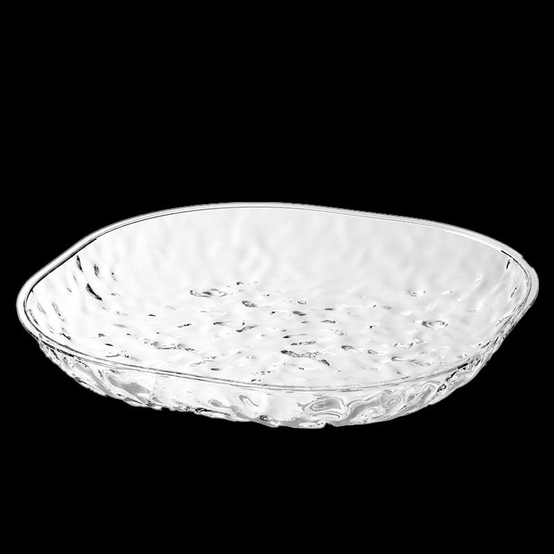 HUIWEN Transparent Gold Water Wave Snack Plate Set