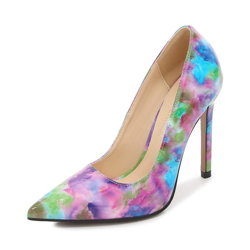 Fashion Shiny High Heels Patent Leather Pointed Toe Women Office High Heeled Shoes Ladies 7cm Comfort Stiletto Pumps Size 48