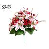 Decorative Plants for Planters Artificial Poinsettia Flowers, Christmas Fake Floral Berry Centerpiece, Fade-Resistant Dieffenbachia Red And White Home