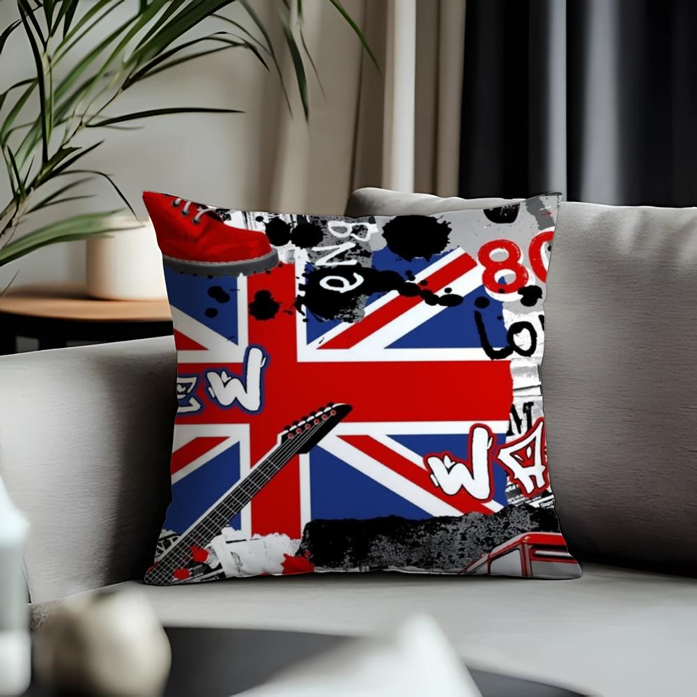 Fashion EEengland Love Printed Cushion Cover Antidustmite Pillowcase Invisible Zipper Silky Short Plush Sofa Cushion Cover