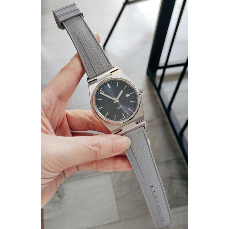 Fluoro Rubber Strap for Tissot PRX Powermatic 40mm Stainless Steel Buckle Men FKM Sport Waterproof Quick Release Watch Band 12mm