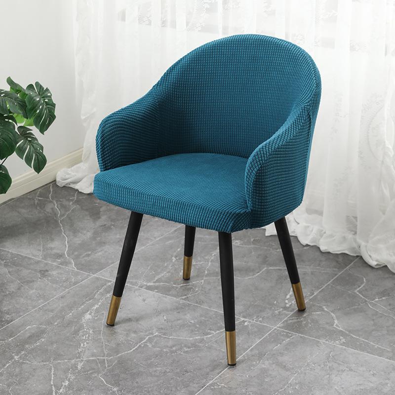 Modern Simple Curved Chair Cover Full Armrest Elastic Dining Table Cover Full Enclosed Backrest Integrated Stool Cover Chair Cover