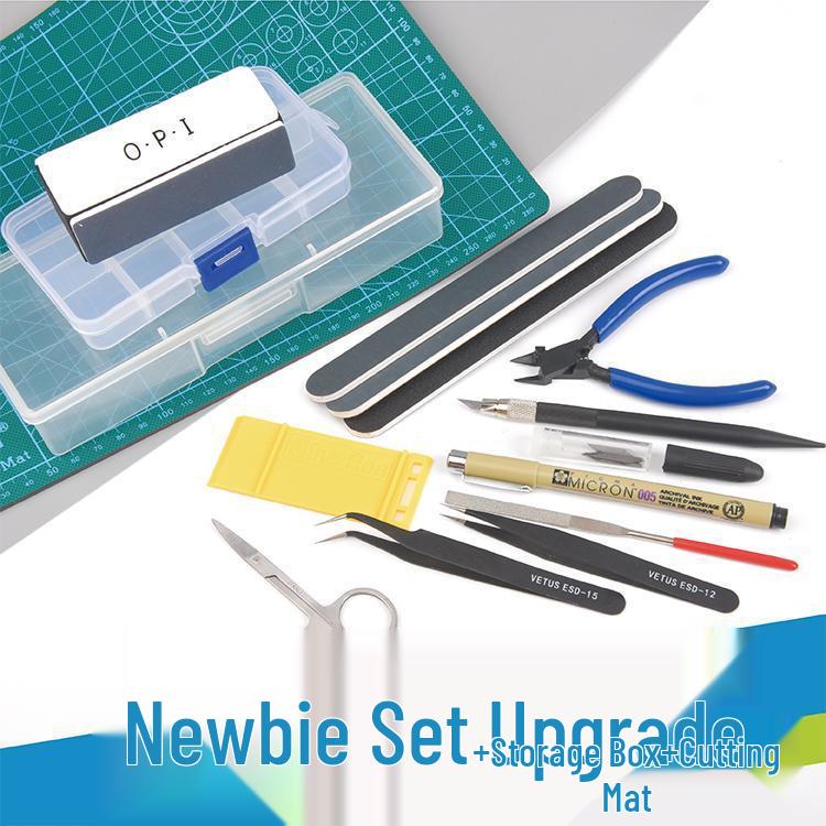 Gundam Modellmonteringsverktygssats: Avbitare, Hobbykniv, Pincetter, Elektrisk polermaskin