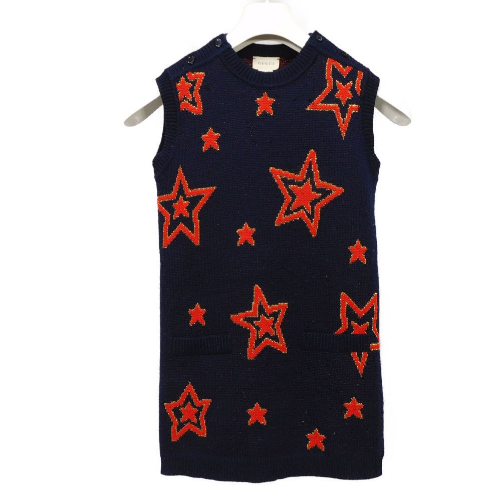 

Used 9539 Logo Star Sleeveless Knit 621856 XKBGX 4696 7848 Kids Girls Red Gold 8 130/64 Children s Navy Kids from Japan