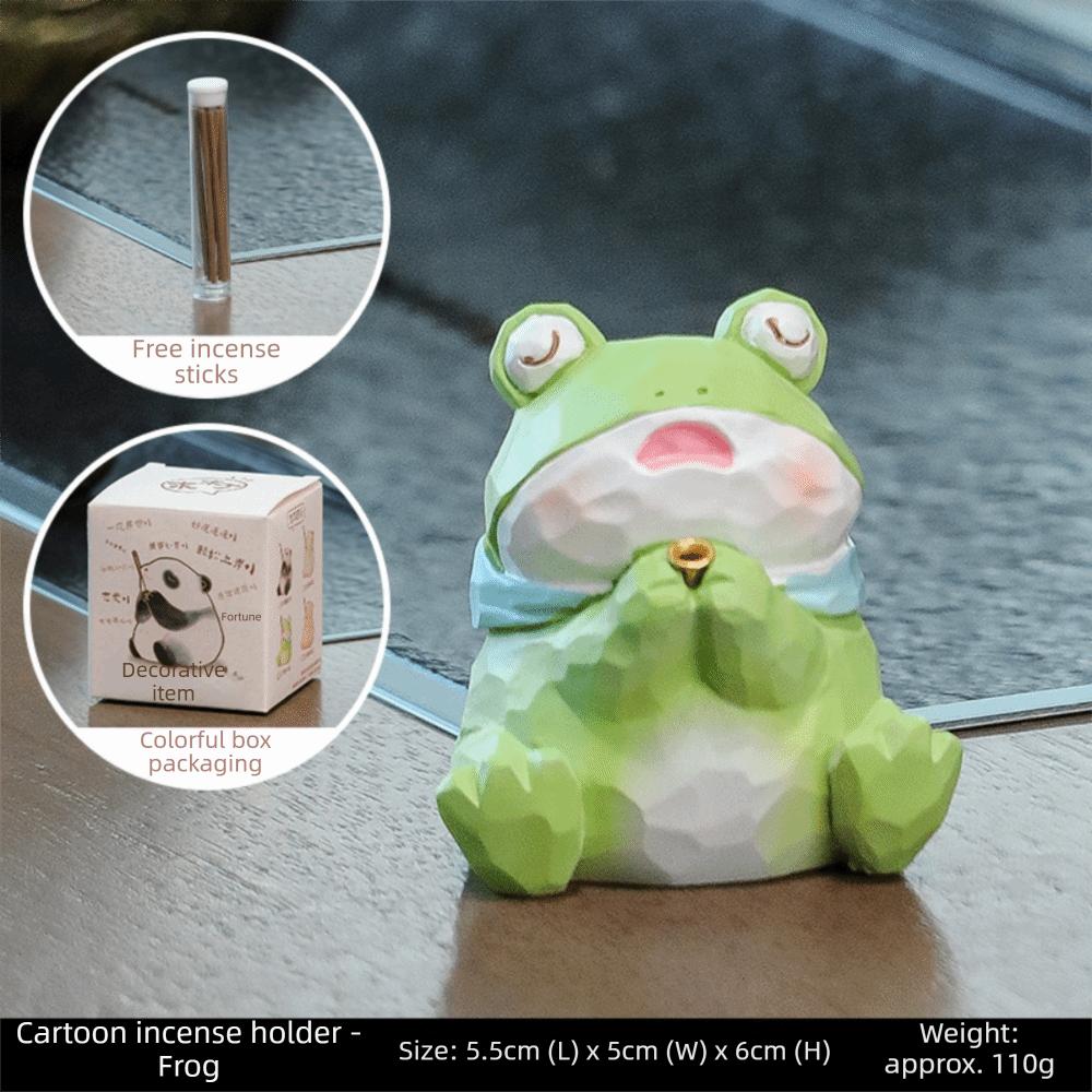 

Frog Bear Panda Incense Stick Holder Resin Crafts Home Ornament Meditation Space C frog