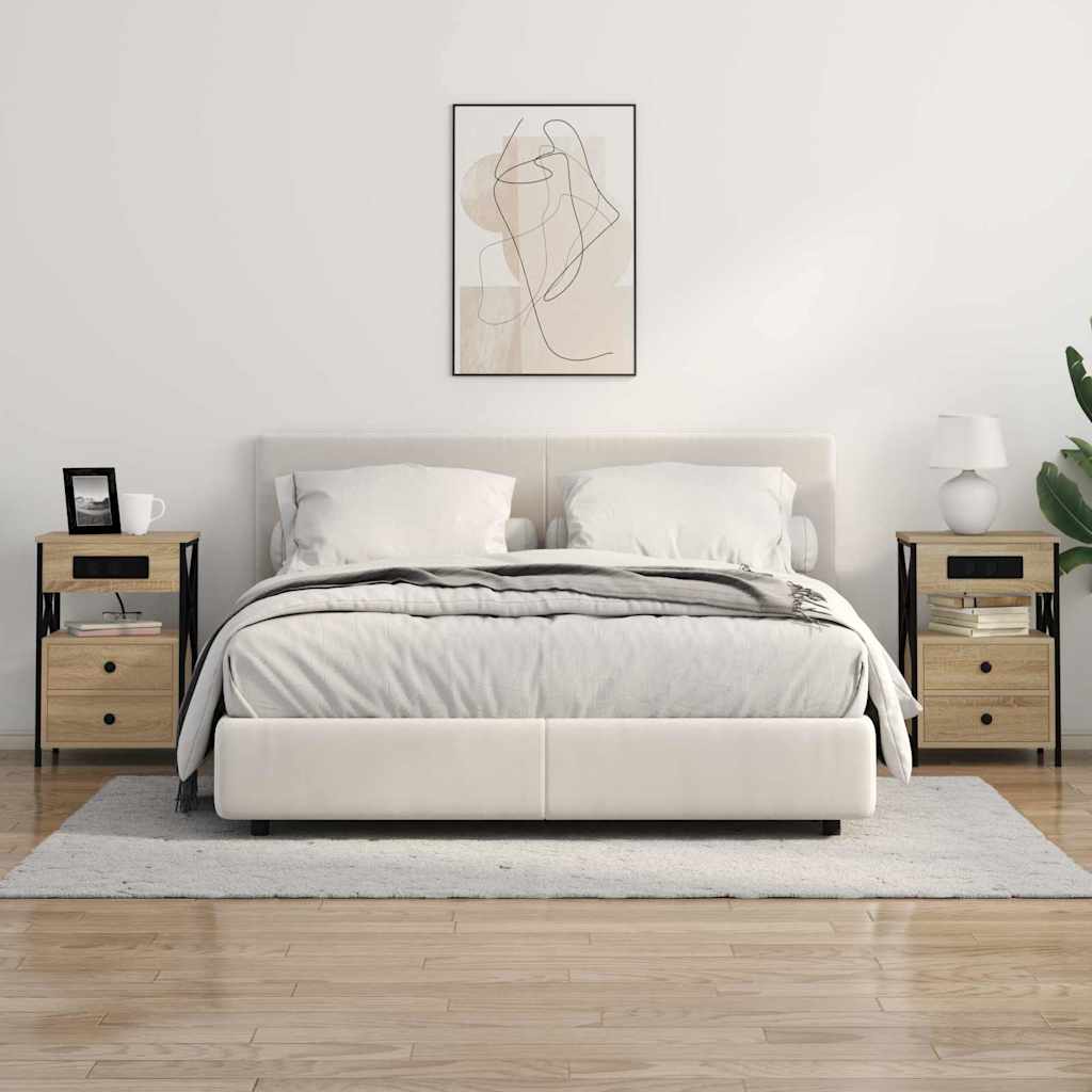 Nightstand Set (2 Pcs) Sonoma Oak Finish 40 X 31 X 60 Cm Engineered Wood