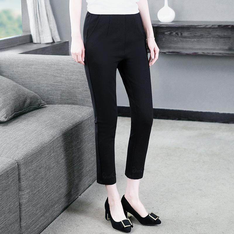 

Летние повседневные облегающие брюки-карандаш со средней посадкой - Женская одежда больших размеров 2XL (140-160 jin) чёрный