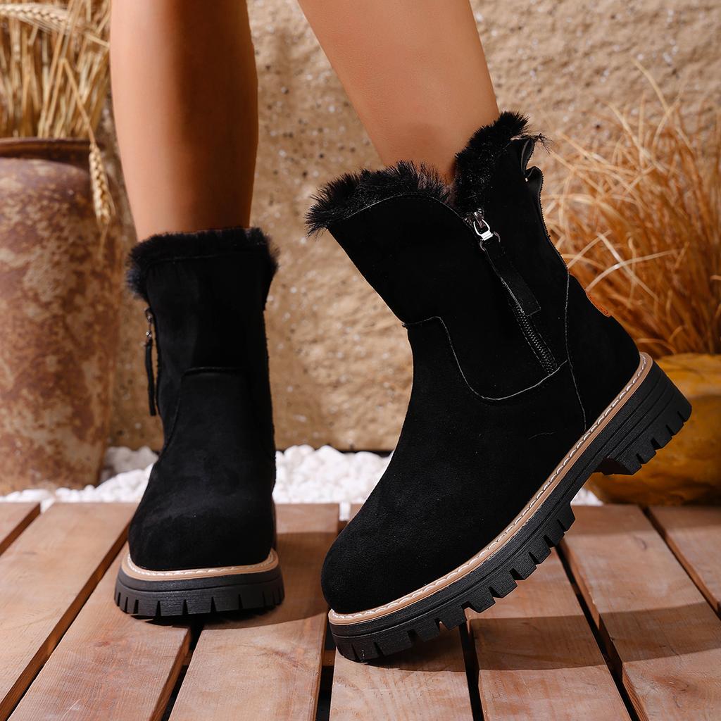 Fashion Women Winter Snow Boots Faux Suede Non-slip Boots Woman Keep Warm Cotton Shoes Comfortable Platform Ankle Boots Zapatos De Mujer